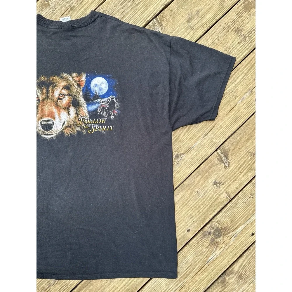 Vintage Y2K Wolf Eagle Biker T Shirt American Legends Motorcycle 2XL